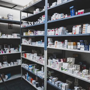 Pharmacy shelves